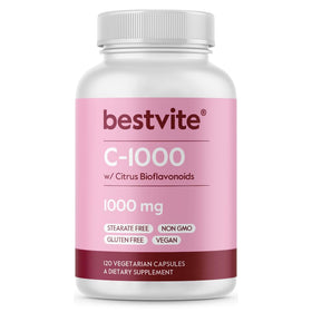 Flacon de BESTVITE Vitamine C 1000mg 120 capsules végétariennes