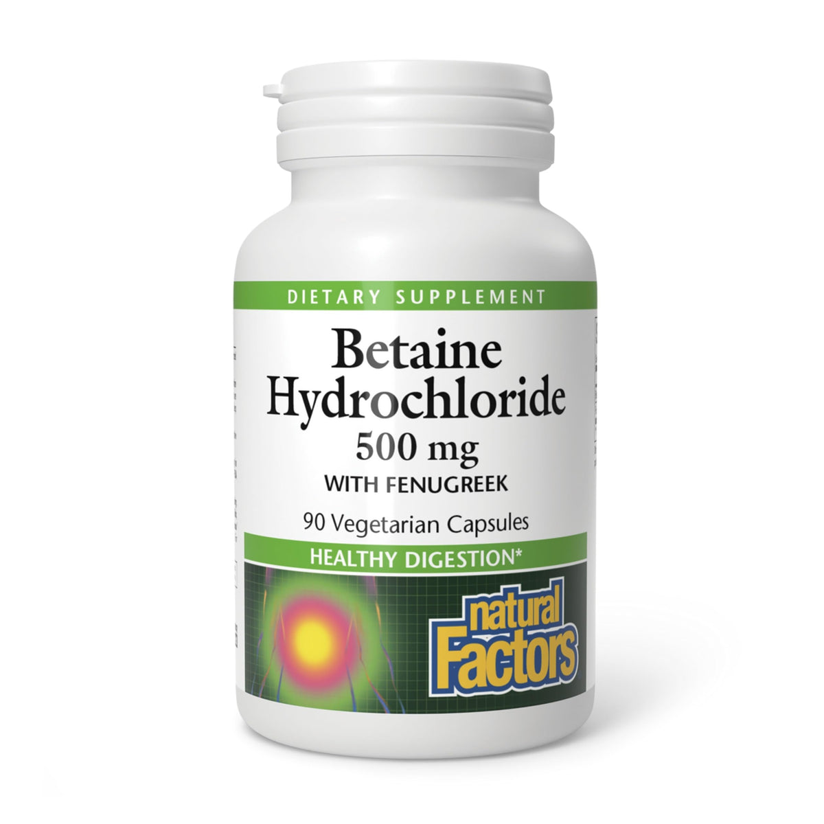 Flacon de Betaïne HCL 500 mg Natural Factors avec 90 capsules