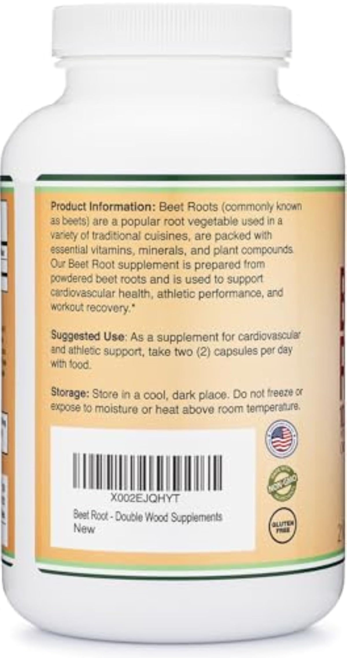 Flacon de Betterave 1 000 mg Double Wood Supplements sur une table en bois
