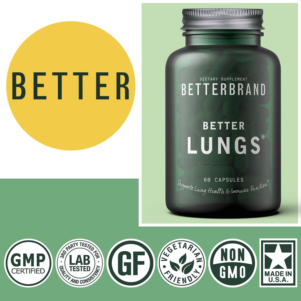 Flacon de Betterbrand BetterLungs avec un fond naturel