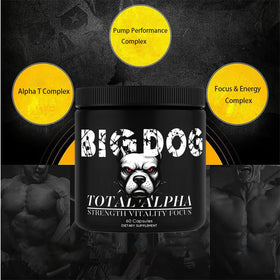Flacon de Big Dog 3-en-1 Total Alpha Blend de Bruiseweed avec étiquette visible
