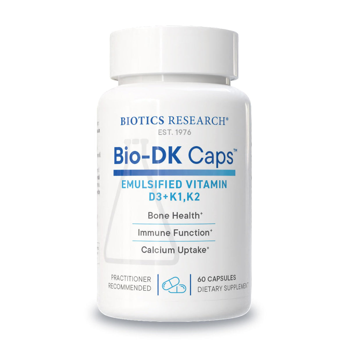 Flacon de Bio-DK Caps™ avec 60 capsules de vitamine D et K