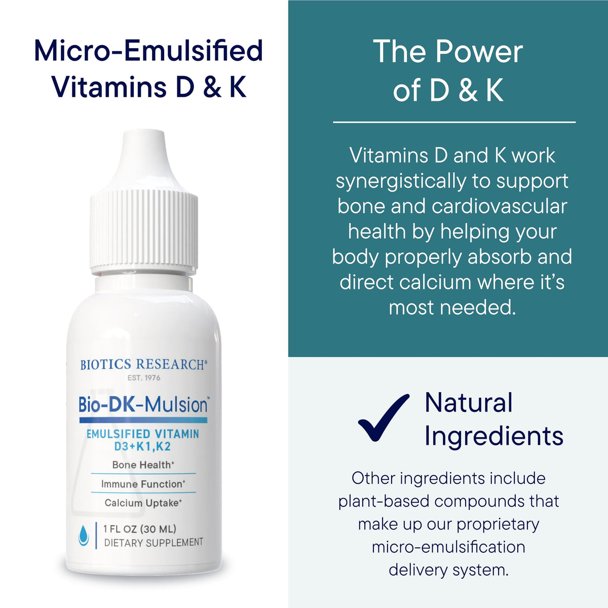Flacon de Bio-DK-Mulsion™ avec dosage de vitamine D3