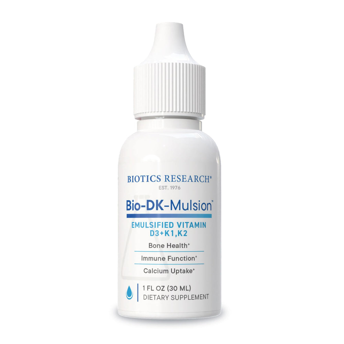 Flacon de Bio-DK-Mulsion™ de BIOTICS RESEARCH avec étiquette visible