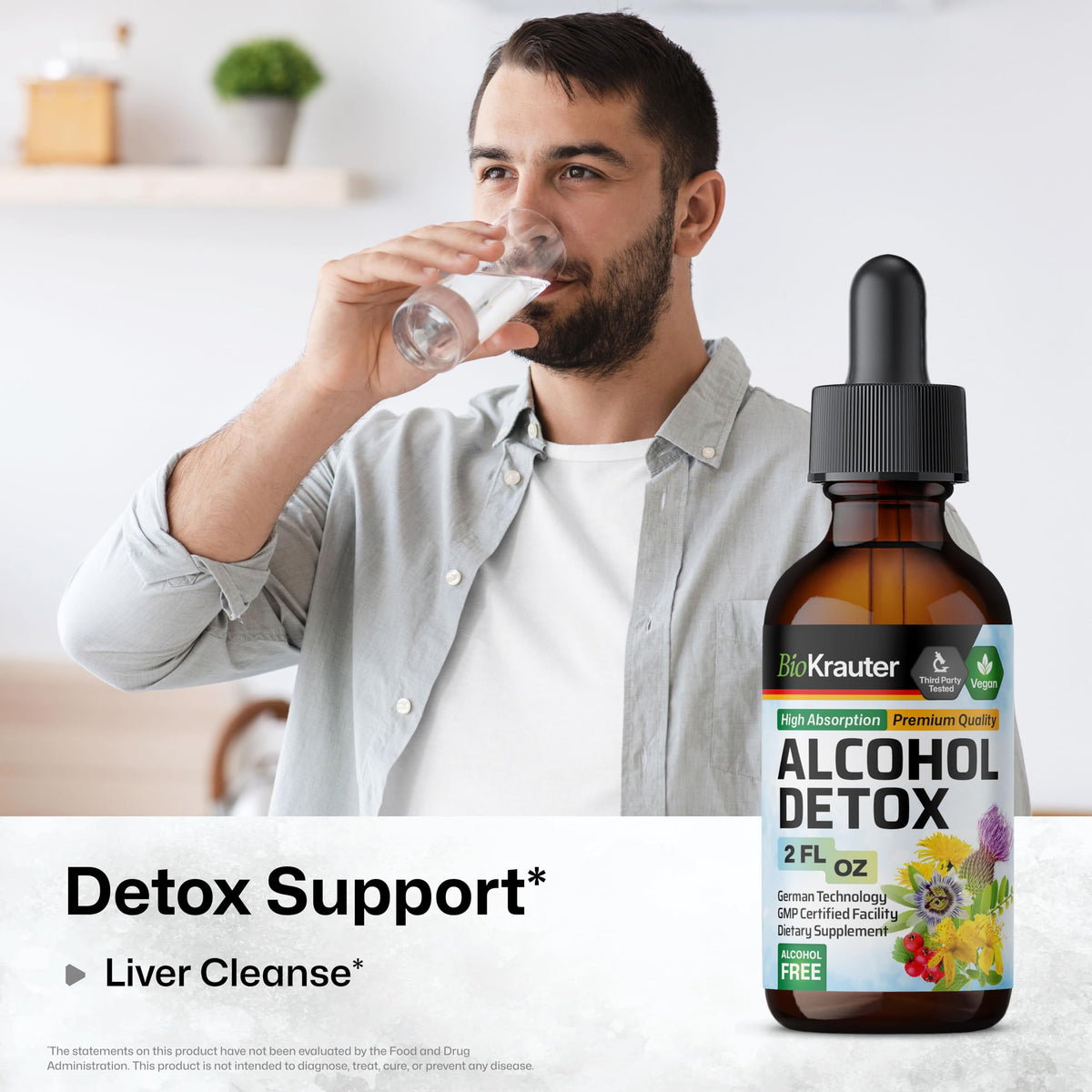 Flacon de BIO KRAUTER contenant des gouttes de détoxification alcool