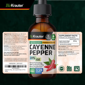 Flacon de BIO KRAUTER Extrait de Poivre de Cayenne avec une cuillère doseuse