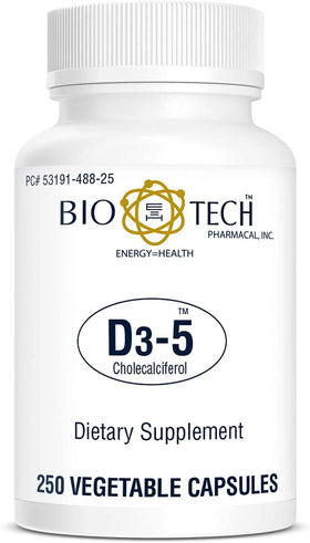 Flacon de Bio-Tech Pharmacal D3-5 5000 IU avec 250 gélules