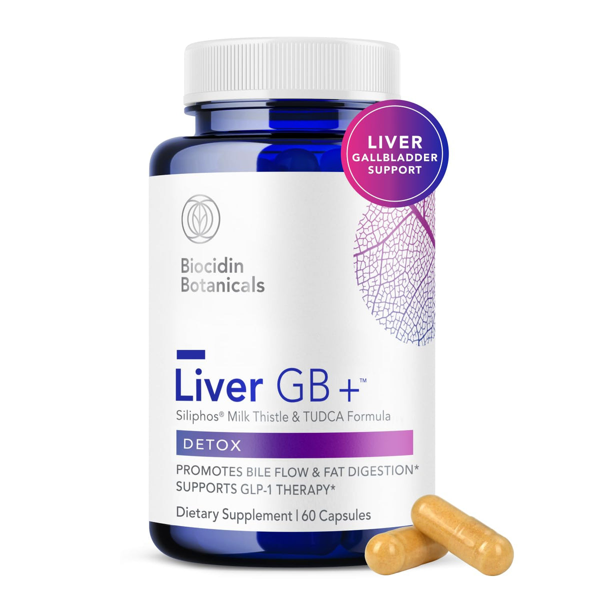 Flacon de Biocidin Liver GB+ 60 capsules vue de face