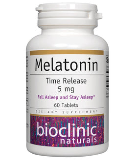 Flacon de Bioclinic Naturals Mélatonine 5 mg 60 comprimés vue de face