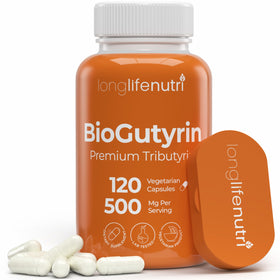 Flacon de BioGutyrin LongLifeNutri 500mg 120 capsules végétariennes