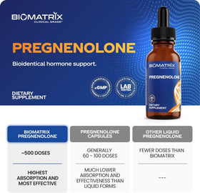 Flacon de BioMatrix Pregnénolone sur une table en bois