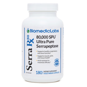 Flacon de Biomedic Labs RX Serra-RX 80,000 SU Serrapeptase 180 capsules