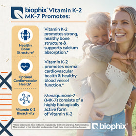 Flacon de biophix K2 MK-7 300mcg avec capsules végétales