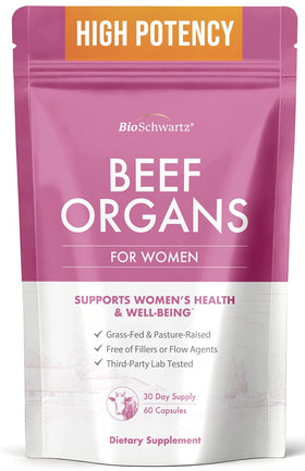 Flacon de BioSchwartz Complément Alimentaire à Base d'Organes de Bœuf pour Femmes - 60 Capsules