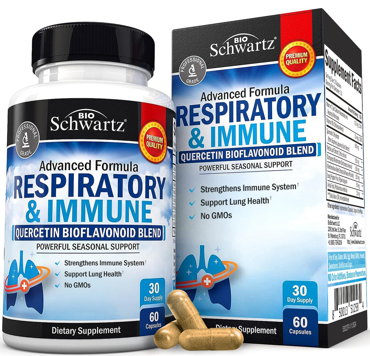 Flacon de BioSchwartz Complément Alimentaire Respiratoire 60 Capsules