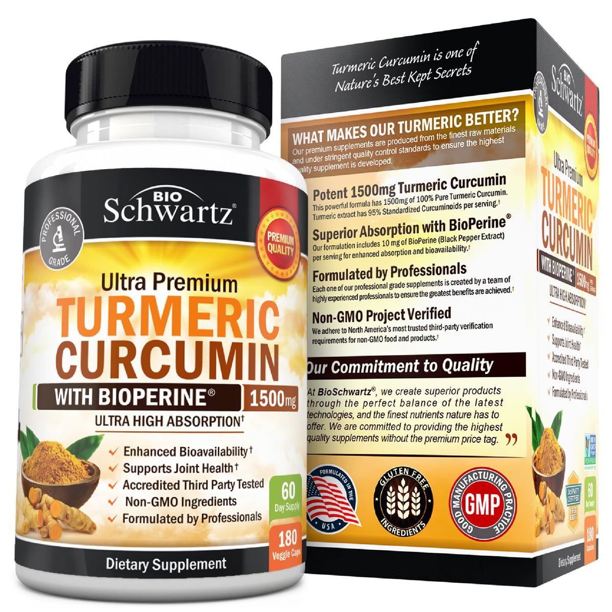 Flacon de BioSchwartz Curcuma Curcumin ouvert