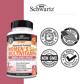 Flacon de BioSchwartz Multivitamines avec un fond naturel