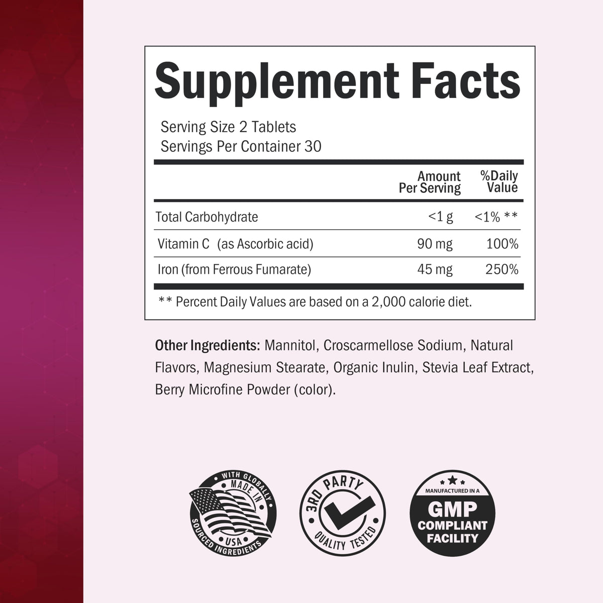 Flacon de BioSchwartz Vitamine C avec Fer 45mg comprimés à mâcher