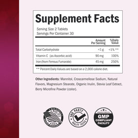 Flacon de BioSchwartz Vitamine C avec Fer 45mg comprimés à mâcher