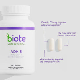 Flacon de Biote ADK 5 avec capsules à l'intérieur