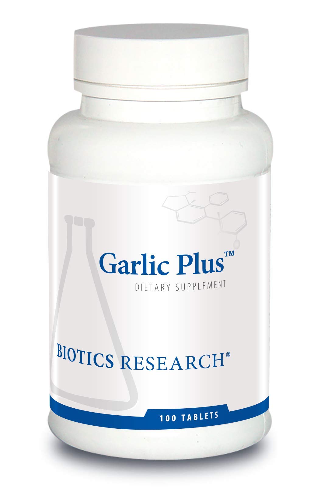 Flacon de BIOTICS RESEARCH Ail Plus concentré pur avec vitamine C, 100 capsules