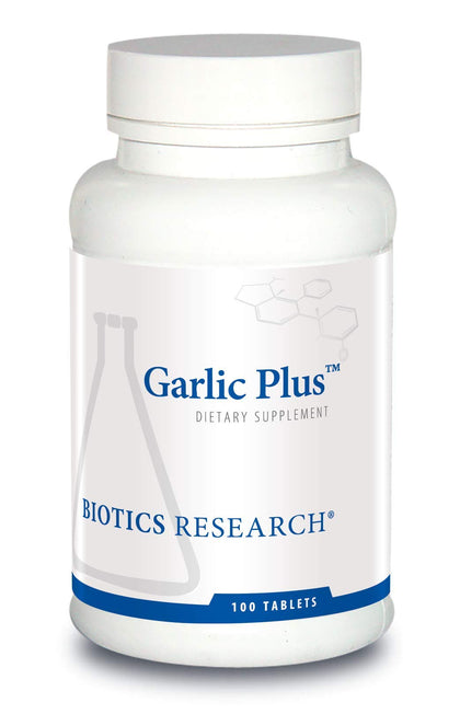 Flacon de BIOTICS RESEARCH Ail Plus concentré pur avec vitamine C, 100 capsules