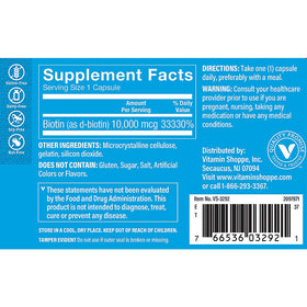 Flacon de Biotine 1 000 MCG de The Vitamin Shoppe, vue de côté