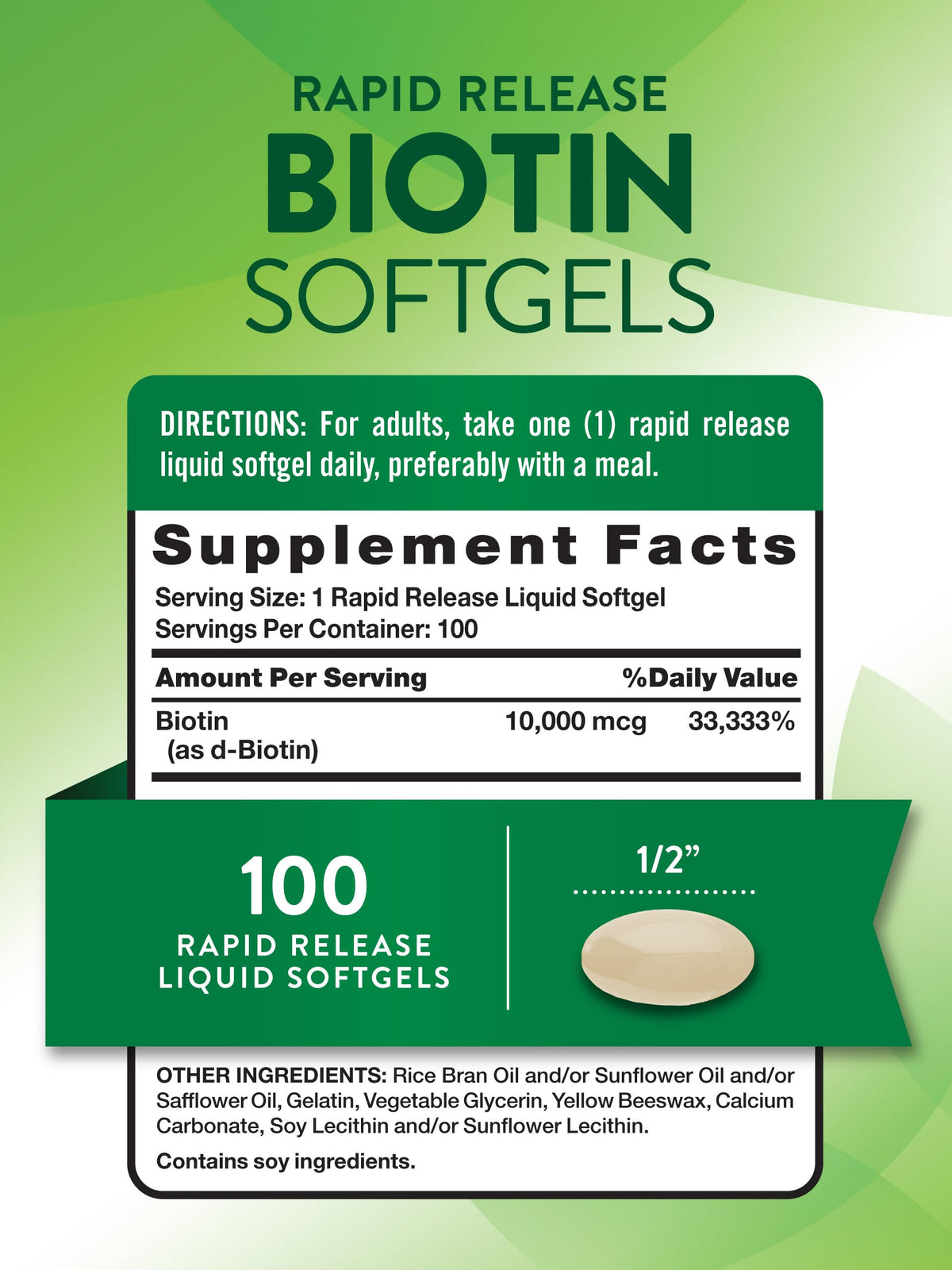Flacon de Biotine 10 000 mcg Nature's Truth avec étiquette