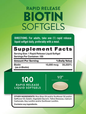 Flacon de Biotine 10 000 mcg Nature's Truth avec étiquette