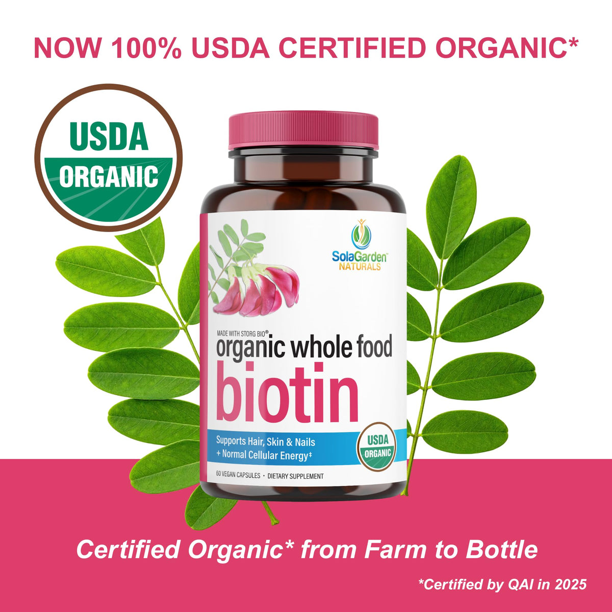 Flacon de biotine 5000 MCG LifeGarden Naturals avec capsules