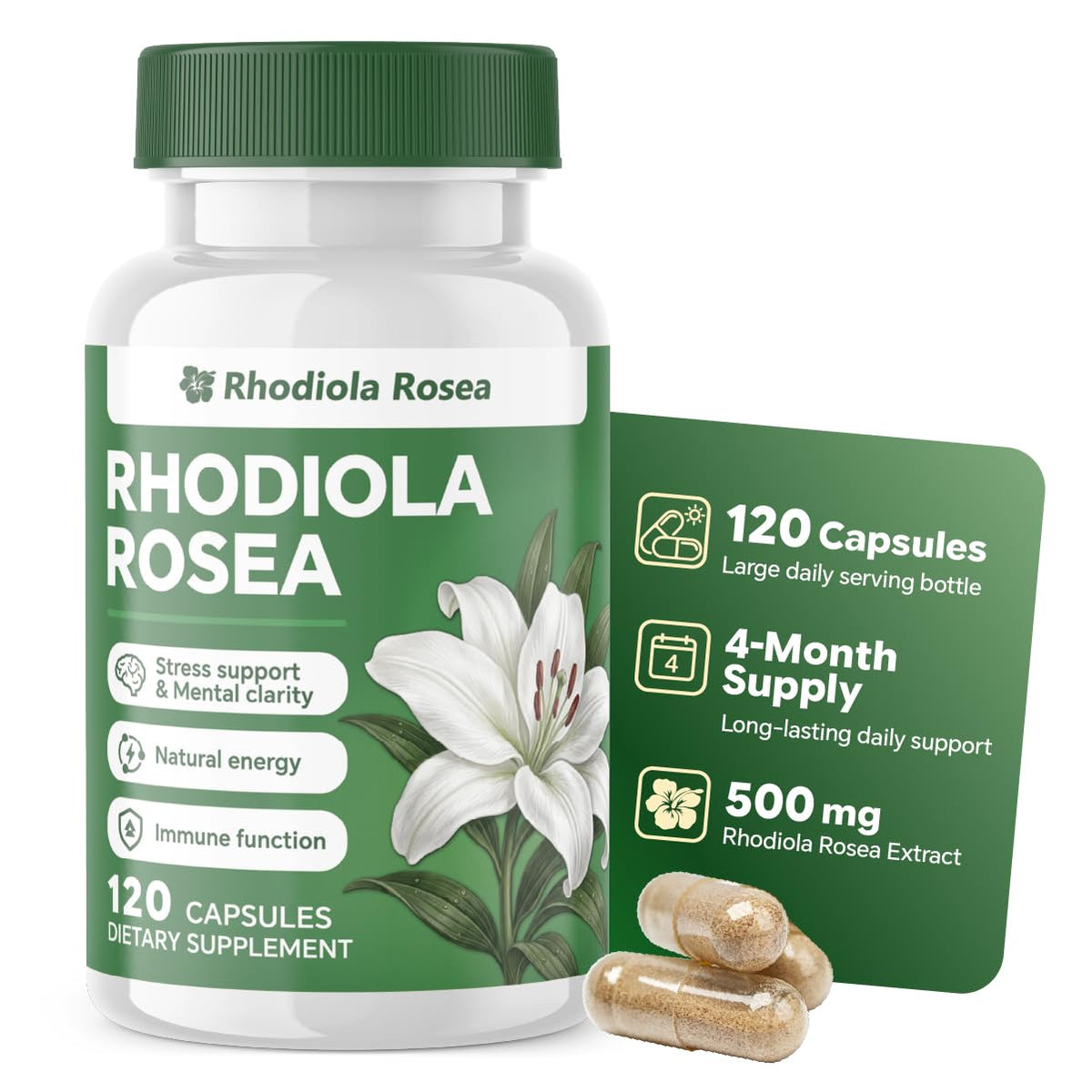 Flacon de Blavenique Rhodiola Rosea 500mg avec 120 capsules végétales