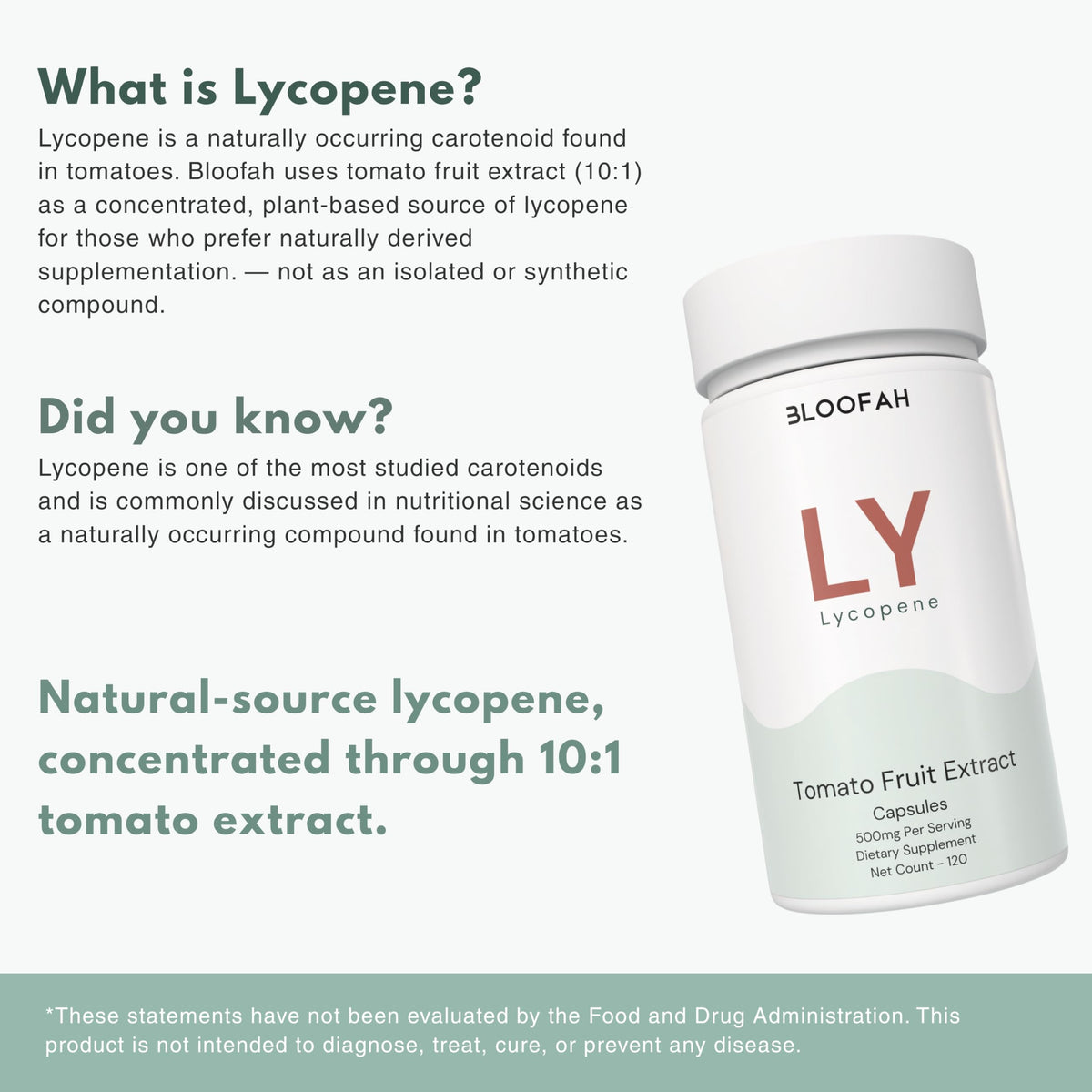 Flacon de Bloofah Lycopène 500mg avec étiquette visible