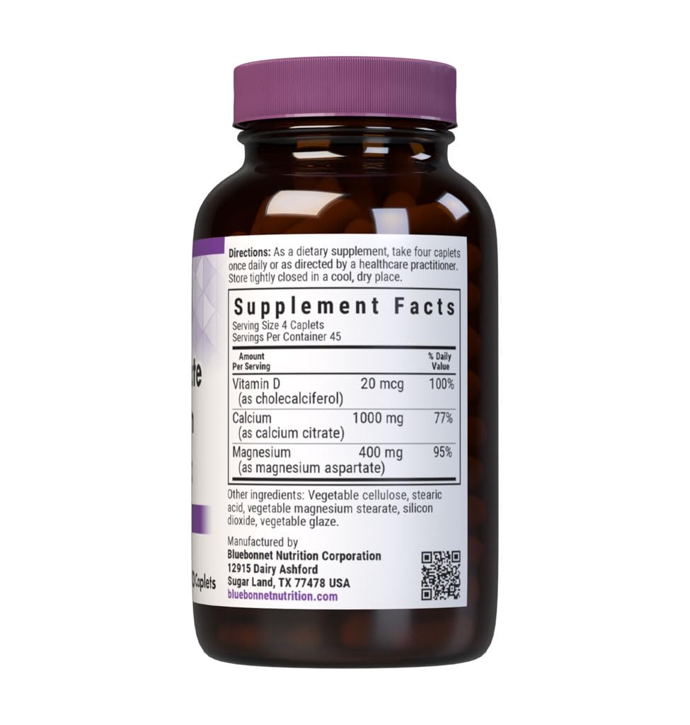 Flacon de BlueBonnet Calcium Citrate avec étiquette visible