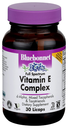 Flacon de BlueBonnet Complex de Vitamine E Liquide 30 Capsules