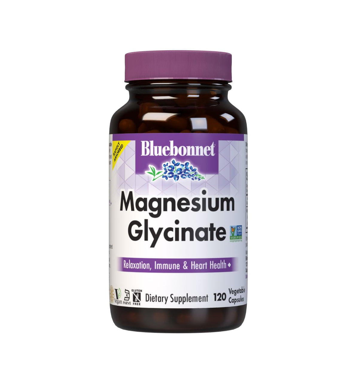 Flacon de BlueBonnet Magnésium Glycinate 400mg 120 capsules végétales