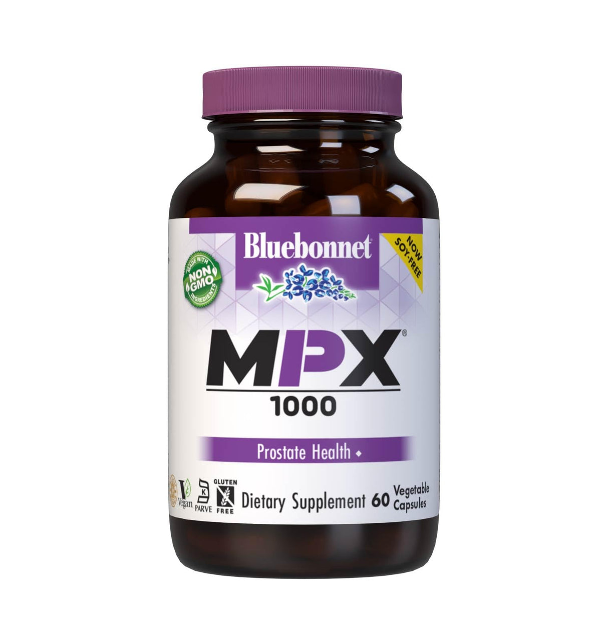 Flacon de BlueBonnet MPX 1000 Complément Alimentaire Prostate 60 Capsules vue de face