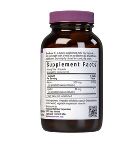 Flacon de BlueBonnet Niacine Flush-Free 500 mg avec étiquette