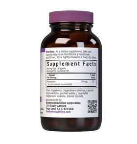Flacon de BlueBonnet potassium aspartate 99mg vue arrière