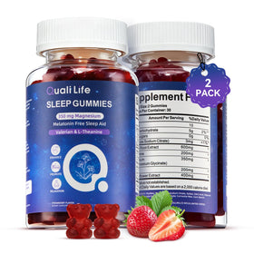Flacon de bonbons de sommeil QualiLife de 60 gummies, vue de face