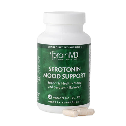 Flacon de BrainMD Complément Alimentaire Soutien de l'Humeur 120 Capsules vue de face