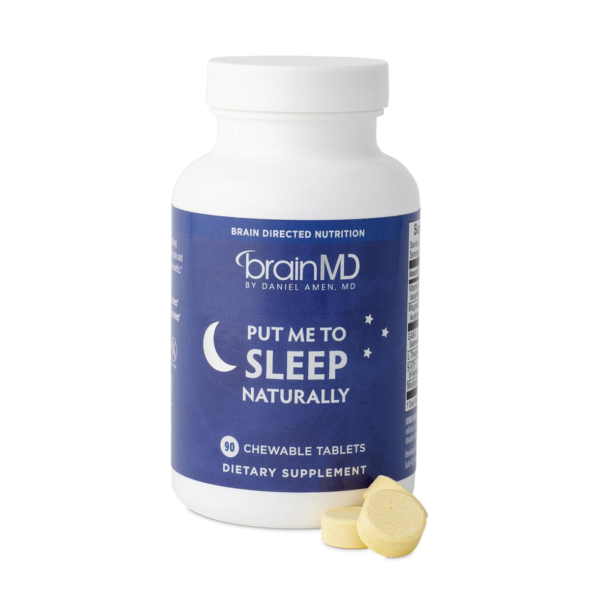 Flacon de BrainMD Put Me to Sleep Naturally avec 90 comprimés à mâcher