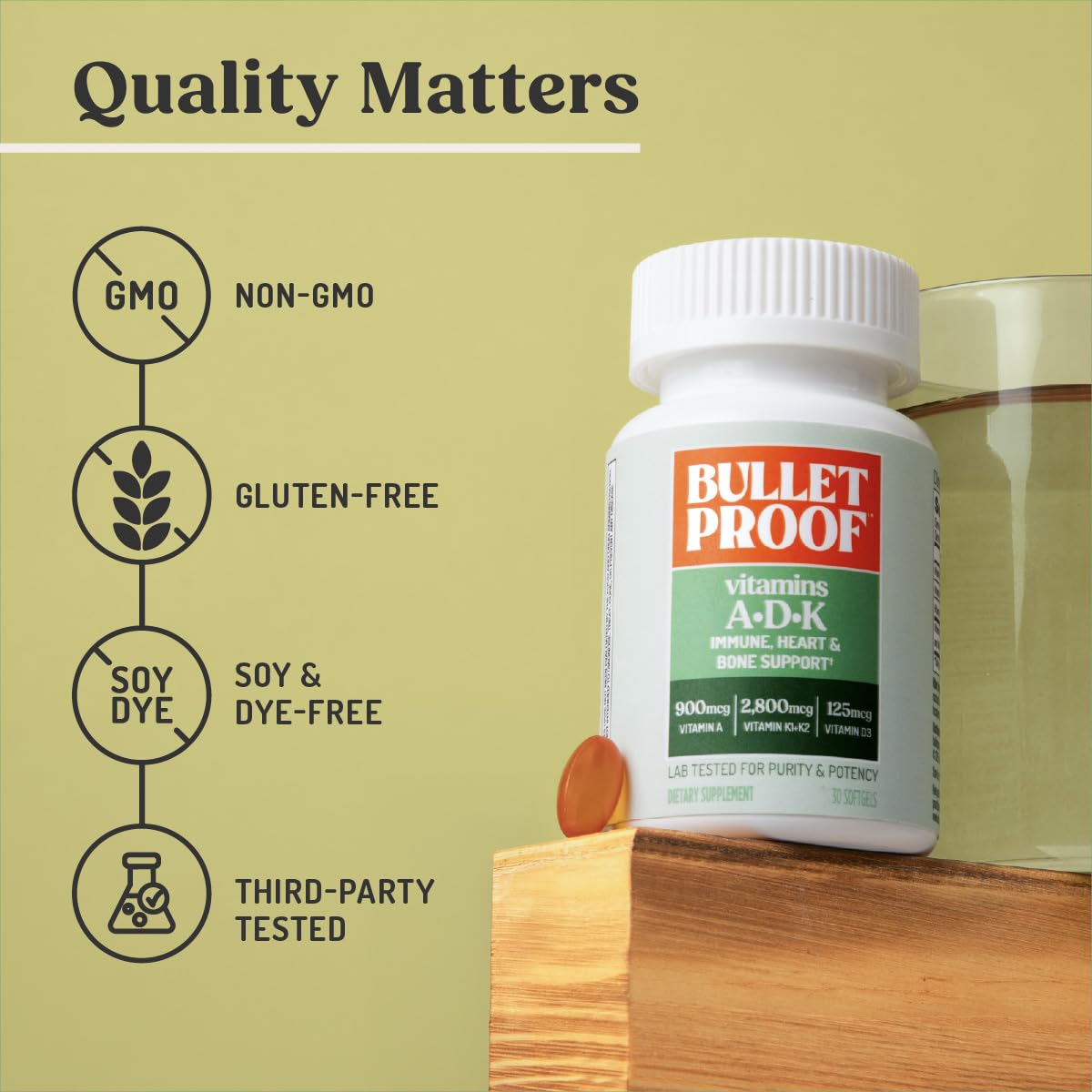 Flacon de Bulletproof Vitamines A-D-K ouvert
