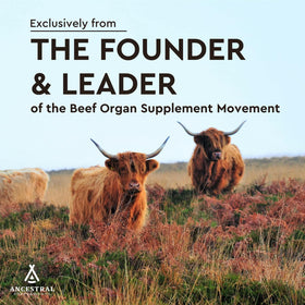 Flacon de Cœur de Bœuf Ancestral Supplements avec étiquette visible