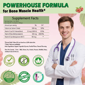 Flacon de Calcium 1200mg avec Vitamine D3, vue de dos