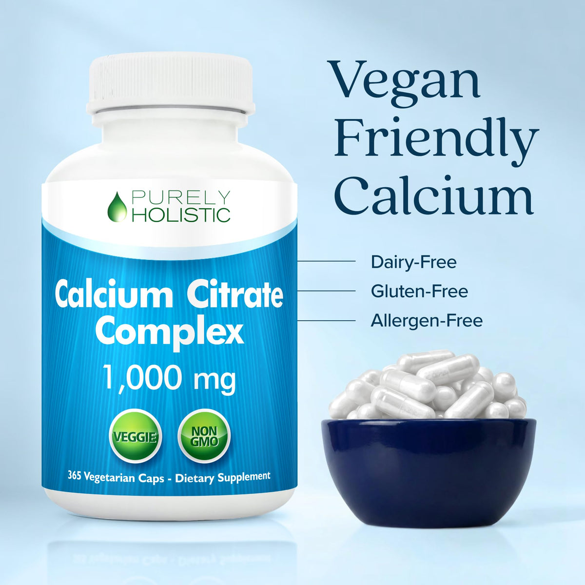 Flacon de Calcium Citrate 1000mg avec étiquette visible