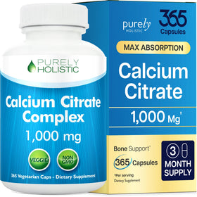 Flacon de Calcium Citrate 1000mg Purely Holistic, 365 capsules