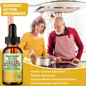 Flacon de Calcium Citrate sur une surface en bois