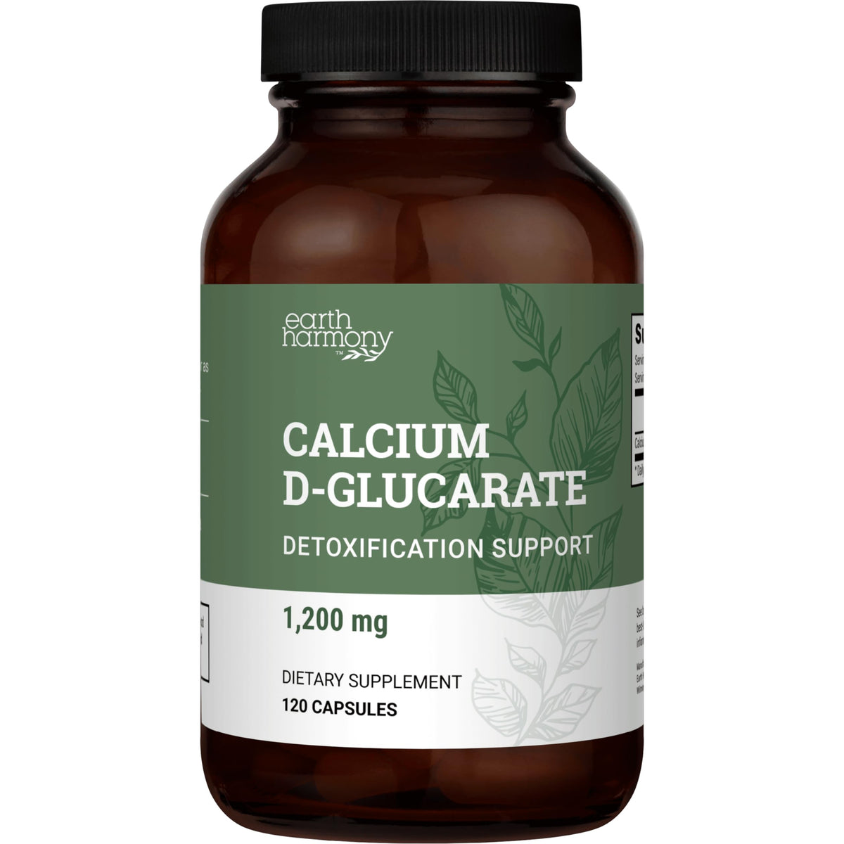 Flacon de Calcium D-Glucarate 1200mg Earth Harmony Naturals vue de face