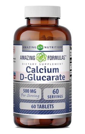 Flacon de Calcium D-Glucarate 500 Mg Amazing Nutrition, vue de face