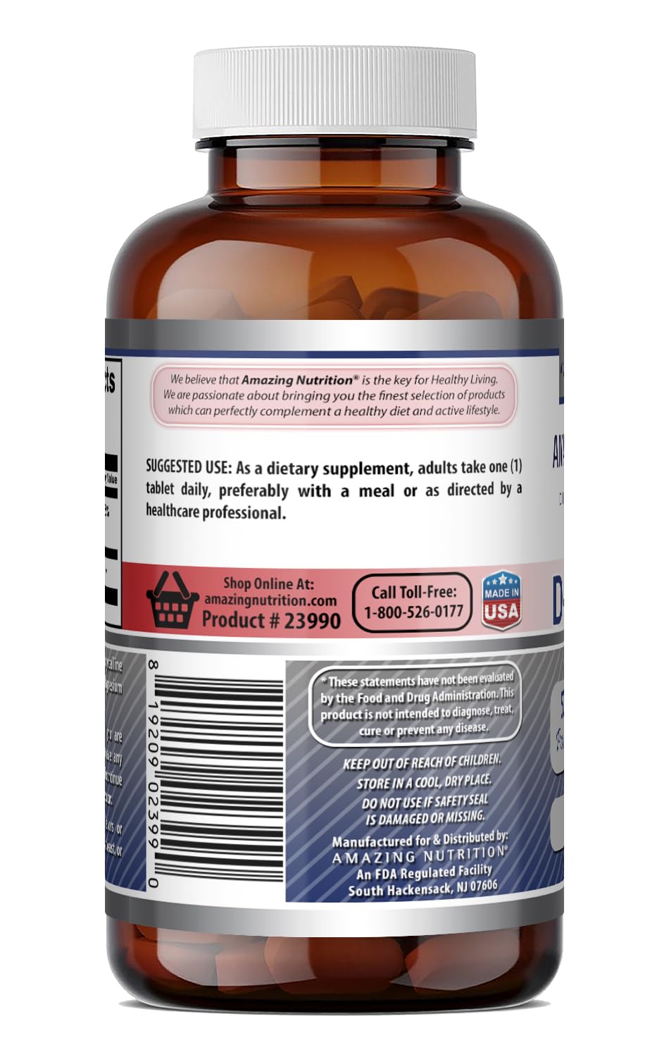 Flacon de Calcium D-Glucarate 500 Mg sur un fond neutre